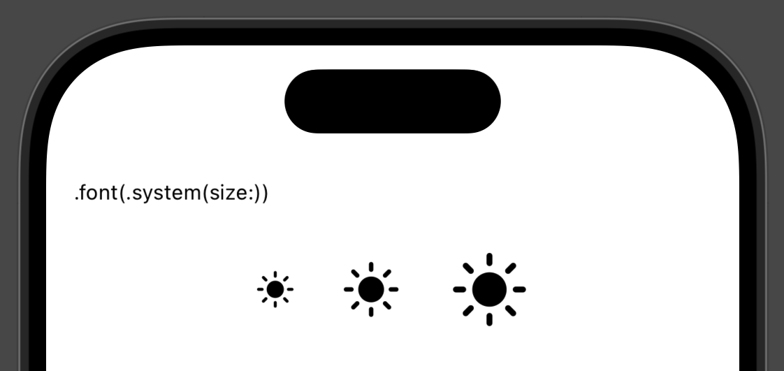 SF Symbols with different system sizes applied.