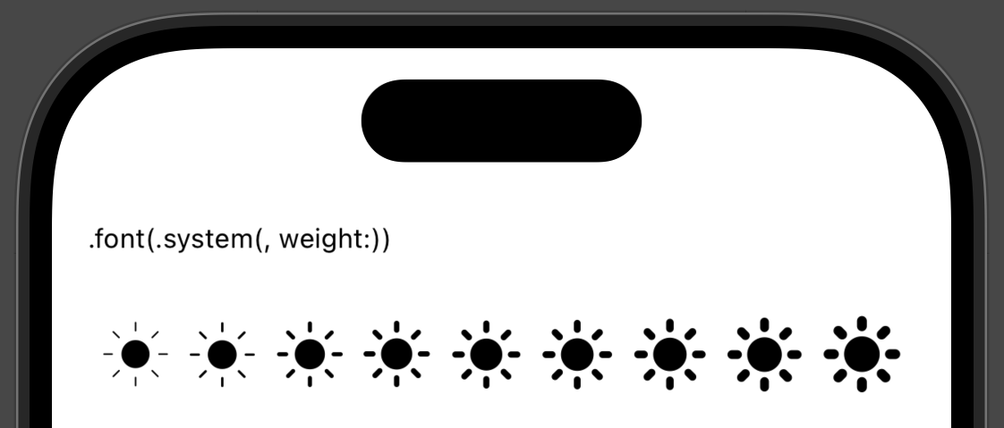 SF Symbols with different weights applied.